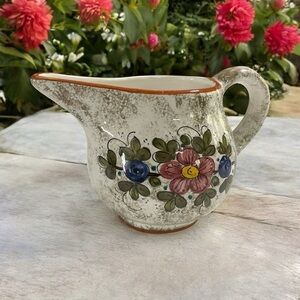 Vintage Deruta Majolica Pitcher Floral Art Pottery 9.5" x 4" x 6" Handmade